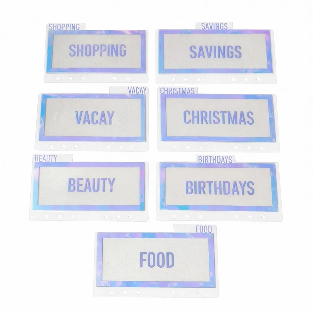 Holographic Personal Size Cash Budget Envelopes, Cash Stuffing Planner Inserts